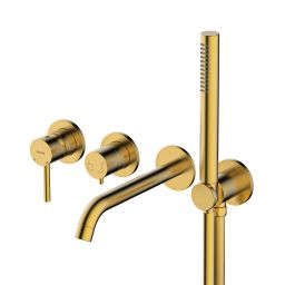 Oltens Molle bateria wannowo-prysznicowa podtynkowa złoty szczotkowany 34105810