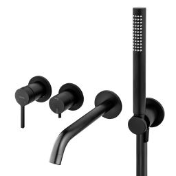 Oltens Rann bateria wannowo-prysznicowa podtynkowa 4-otworowa czarny mat 34110300