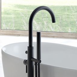 Oltens Molle bateria wannowo-prysznicowa wolnostojąca czarny mat 34300300