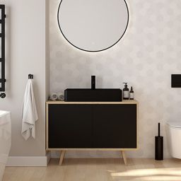 Oltens Duve umywalka 59x43,5 cm prostokątna ścienna-nablatowa czarna 41300300