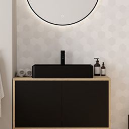 Oltens Duve umywalka 59x43,5 cm nablatowa prostokątna z powłoką SmartClean czarny mat 41800300