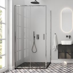 Oltens Fulla kabina prysznicowa 110x90 cm prostokątna drzwi ze ścianką chrom/szkło przezroczyste 20208100