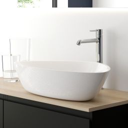 Oltens Vala umywalka 59x39 cm nablatowa owalna z powłoką SmartClean biała 40825000