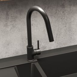 Oltens Litla bateria kuchenna stojąca czarny mat 35204300