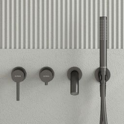 Oltens Molle bateria wannowo-prysznicowa podtynkowa 4-otworowa grafit 34105400