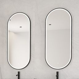 Oltens Nordlis lustro 40x90 cm owalne z oświetleniem z przodu z matą grzewczą czarny 64103300