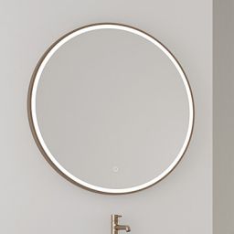 Oltens Nordlis lustro 80 cm okrągłe z oświetleniem z przodu z matą grzewczą miedź szczotkowana 64101610