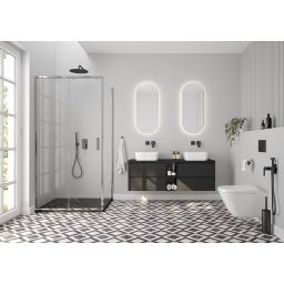 Oltens Fulla kabina prysznicowa 130x80 cm prostokątna drzwi ze ścianką chrom/szkło przezroczyste 20209100