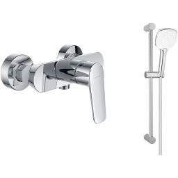 Zestaw Oltens Vernal bateria prysznicowa ścienna z kompletem natryskowym Driva EasyClick (S) Alling chrom/biały (33004100, 36002110)