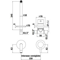 Paffoni Light bateria umywalkowa podtynkowa stal nierdzewna LIG007ST70