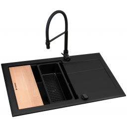 Pyramis Sparta Plus Lux zlewozmywak z baterią czarny/czarny 070175802S