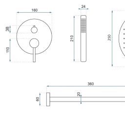 Rea Lungo zestaw prysznicowy podtynkowy z deszczownicą miedź szczotkowana REA-P8809