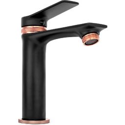 Rea Viral bateria umywalkowa stojąca czarny mat/różowe złoto REA-B2025