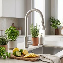 Rea Fresh Touch bateria kuchenna stojąca nikiel REA-B6735