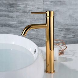 Rea Lungo Gold bateria umywalkowa stojąca wysoka jasnozłoty REA-B9409