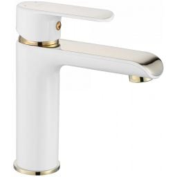 Rea Bloom bateria umywalkowa stojąca biała/złota REA-B9919