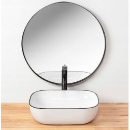 Rea Marbel umywalka 46,5x33 cm nablatowa prostokątna biała/czarna REA-U8603