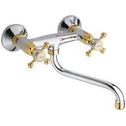 Sapho Antea bateria umywalkowa ścienna chrom/złoto 3062
