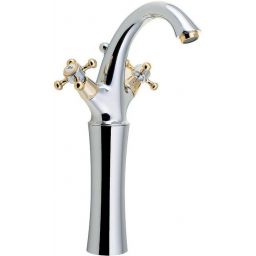 Sapho Antea bateria umywalkowa stojąca wysoka chrom/złoto 3272L