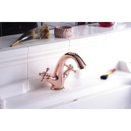 Sapho Antea bateria umywalkowa stojąca wysoka różowe złoto 3277