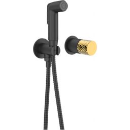 Sea-Horse Ove Black+Gold bateria bidetowa z zestawem prysznicowym podtynkowa czarna BJV308/1B-R5
