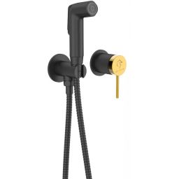 Sea-Horse Ove Black+Gold Stick bateria bidetowa z zestawem prysznicowym podtynkowa czarna BJV308/1B-SG2