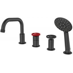 Sea-Horse Loftea Black+Red bateria wannowo-prysznicowa 4-otworowa czarny mat/czerwony BJV403/1B-R1