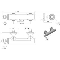 Sapho Vienna bateria prysznicowa ścienna chrom VO011