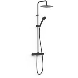 Tres Over-Wall zestaw prysznicowy ścienny termostatyczny z deszczownicą czarny mat 19039301NM