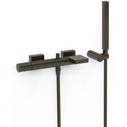 Tres Project bateria wannowo-prysznicowa ścienna z kaskadą czarny brąz 21117001KMB