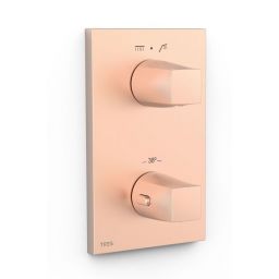 Tres Therm-Box bateria wannowo-prysznicowa podtynkowa termostatyczna różowe złoto mat 24-K 21125001OPM