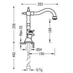 Tres Clasic bateria umywalkowa stojąca chrom 2.42.109.02