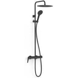 Tres Fuji zestaw prysznicowy ścienny z deszczownica czarny mat 28119101NM