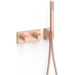 Tres B-System bateria wannowo-prysznicowa podtynkowa termostatyczna różowe złoto mat 30725201OPM