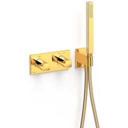 Tres B-System bateria wannowo-prysznicowa podtynkowa termostatyczna złoty połysk 30725201OR