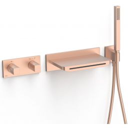 Tres B-System bateria wannowo-prysznicowa podtynkowa termostatyczna różowe złoto mat 30725207OPM