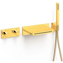 Tres B-System bateria wannowo-prysznicowa podtynkowa termostatyczna złoty połysk 30725207OR