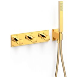 Tres B-System bateria wannowo-prysznicowa podtynkowa termostatyczna złoty połysk 30725301OR