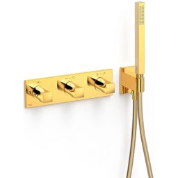 Tres B-System bateria wannowo-prysznicowa podtynkowa termostatyczna złoty połysk 30725401OR