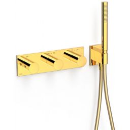 Tres B-System bateria wannowo-prysznicowa podtynkowa termostatyczna złoty połysk 30735401OR