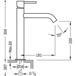 Tres Study-Colors bateria umywalkowa stojąca biały mat 26230701BM