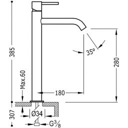 Tres Study Exclusive bateria umywalkowa stojąca wysoka czarny mat 262.308.01.NM