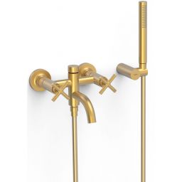 Tres Mont Blanc bateria wannowo-prysznicowa ścienna złoty mat 28317601OM