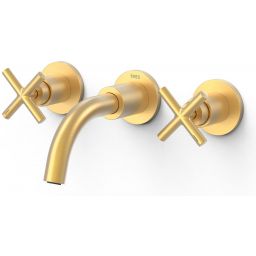 Tres Mont Blanc bateria umywalkowa podtynkowa 3-otworowa złoty mat 28330001OM