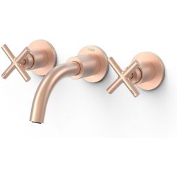 Tres Mont Blanc bateria umywalkowa podtynkowa 3-otworowa różowe złoto mat 28330001OPM