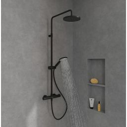 Villeroy & Boch Universal Showers zestaw prysznicowy ścienny termostatyczny z deszczownicą czarny mat TVS109002000K5