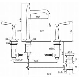 Zucchetti Bellagio bateria umywalkowa 3-otworowa chrom ZB2426