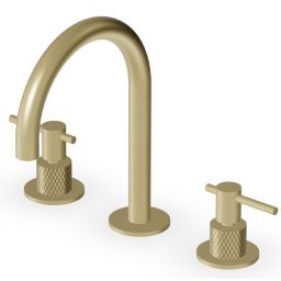 Zucchetti Helm bateria umywalkowa stojąca 3-otworowa brytyjskie złoto szczotkowane/radełkowanie ukośne ZHL515.XP31G3