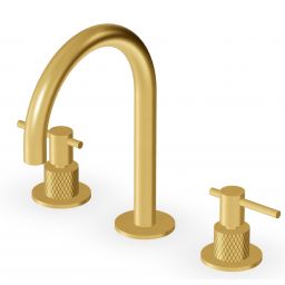 Zucchetti Helm bateria umywalkowa stojąca 3-otworowa złoto szczotkowane/radełkowanie ukośne ZHL515.XP41G3