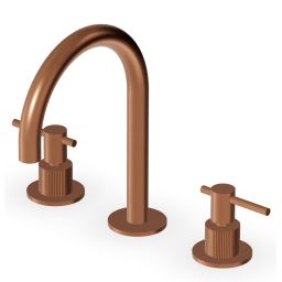 Zucchetti Helm bateria umywalkowa stojąca 3-otworowa miedź szczotkowana/radełkowanie pionowe ZHL515.XP91G2